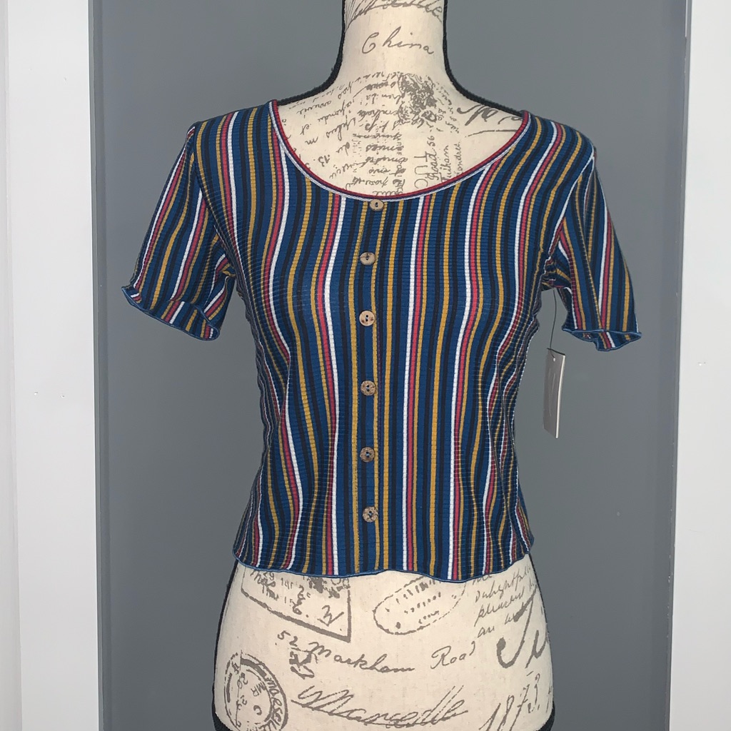 Vibe Striped With Buttons Top